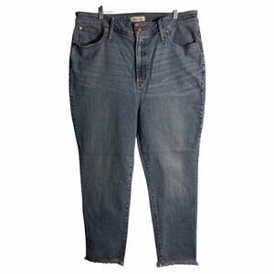 Madewell “The Perfect Vintage Jean” High Rise Tapered Raw-Hem Wash Size 34